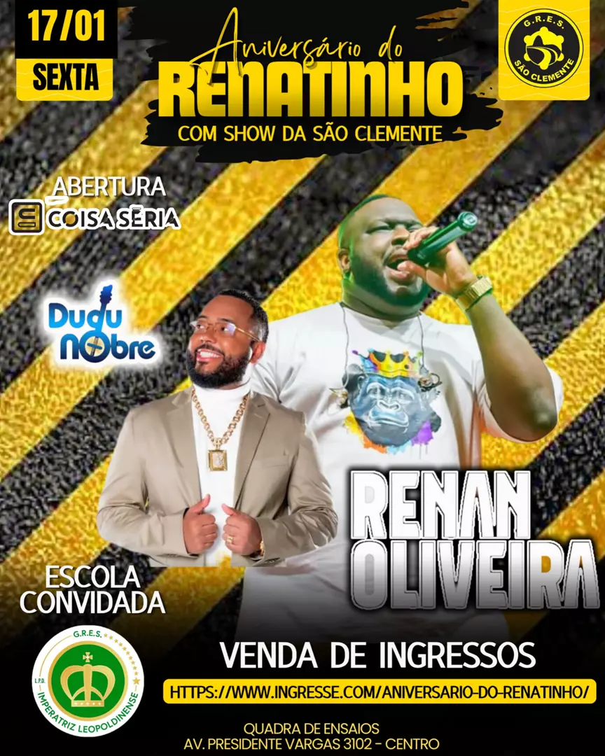 DUDU NOBRE E RENAN OLIVEIRA FAZEM A FESTA NESTA SEXTA (17) NO ANIVERSÁRIO DO PRESIDENTE RENATINHO